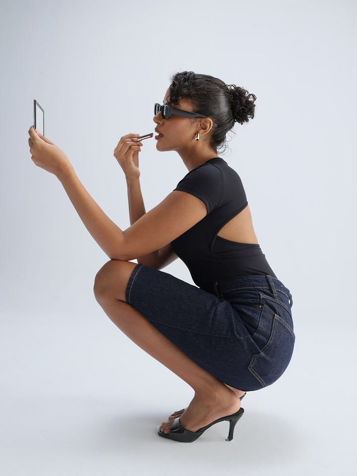 Black Sleek Backless Built-in Top
