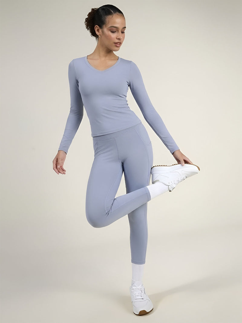 Storm Blue Sculpt V-Neck Top