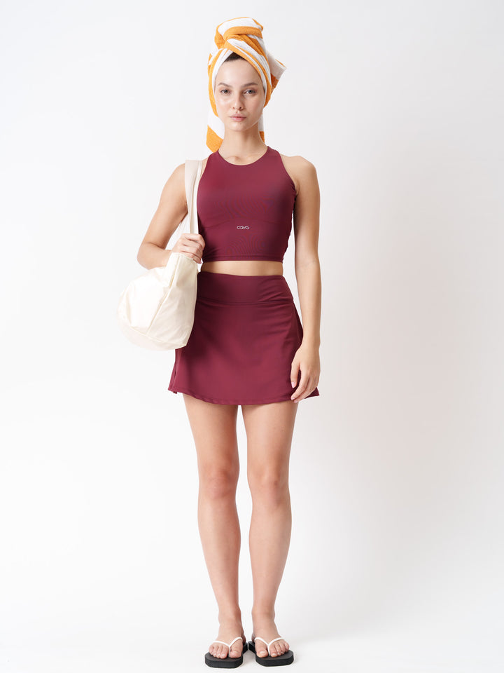 Cherry Tieback Swim Top