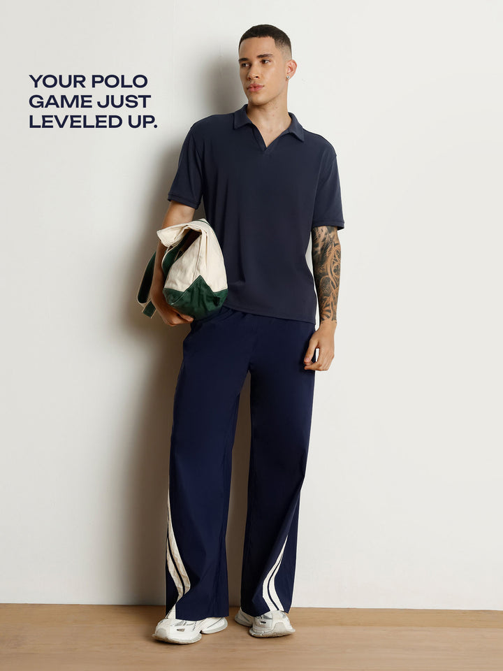 Navy Solid Collar Polo