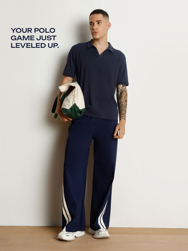 Navy Solid Collar Polo