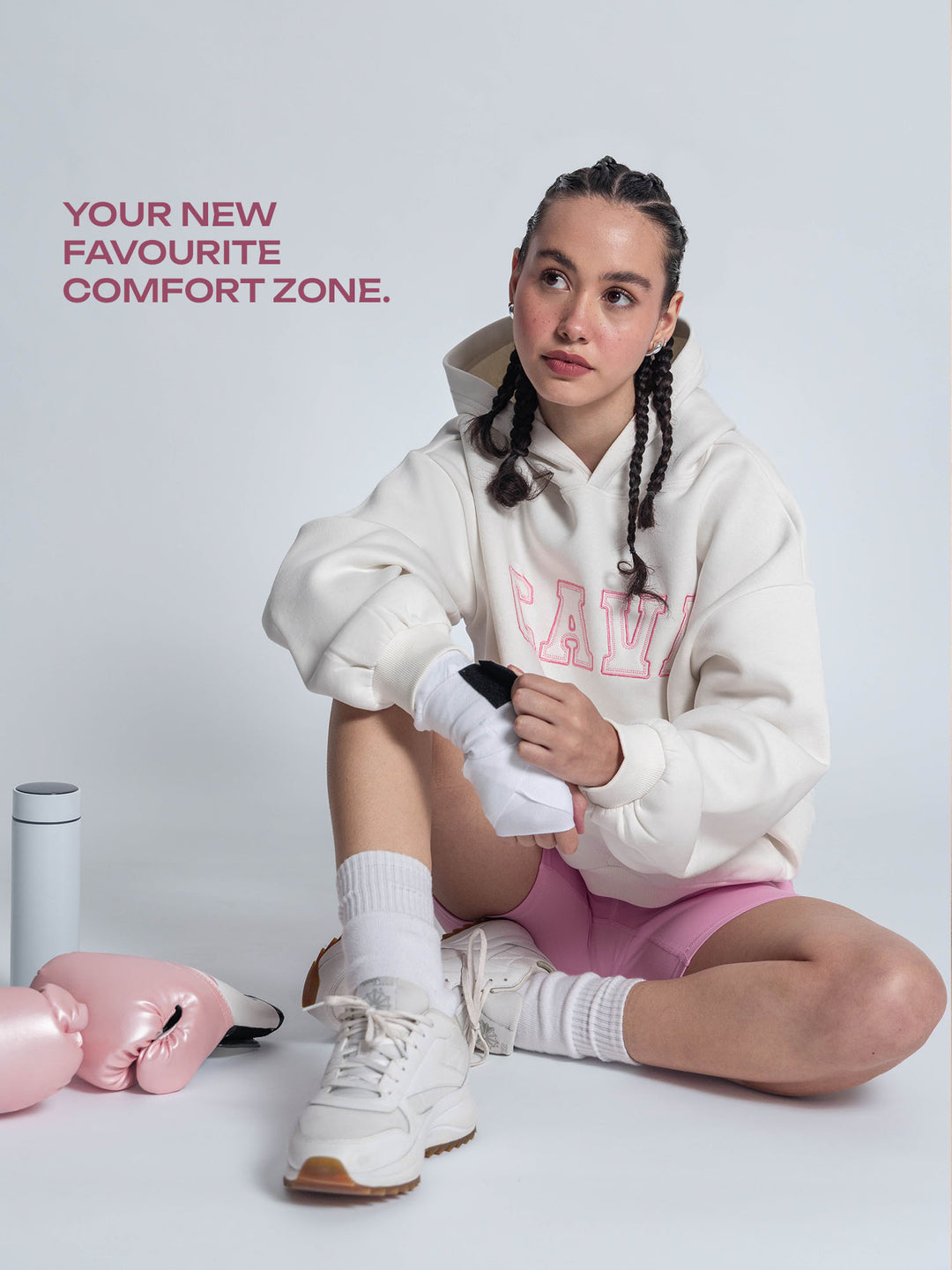 White Fleece Oversized Hoodie