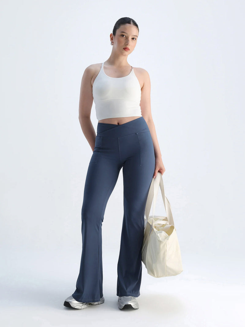 Steel Blue  Hourglass Flared Leggings