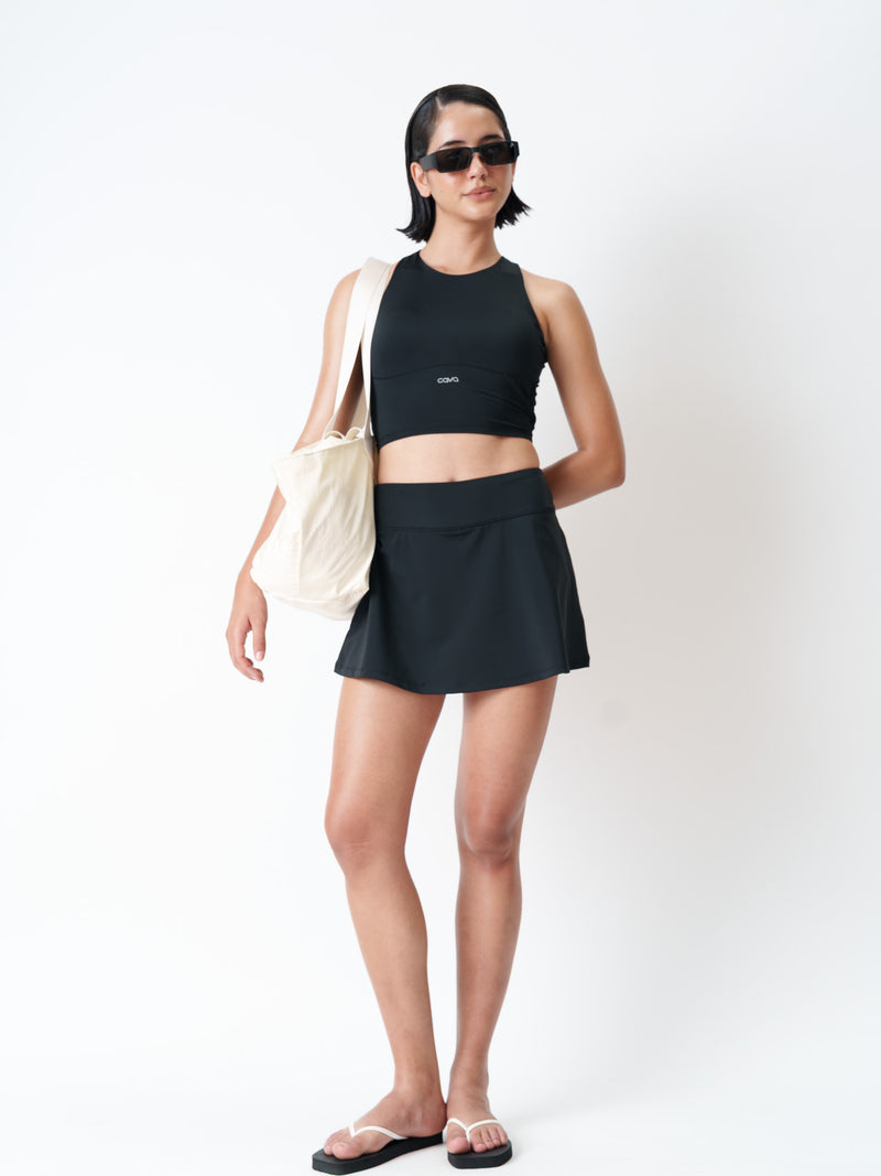 Black Tieback Swim Top
