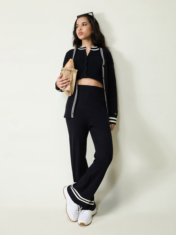Black Rib-knit Trousers
