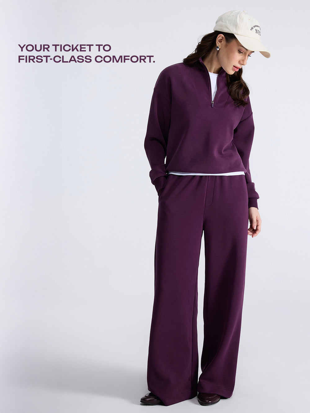 Grape Mello Wide Leg Joggers - Women