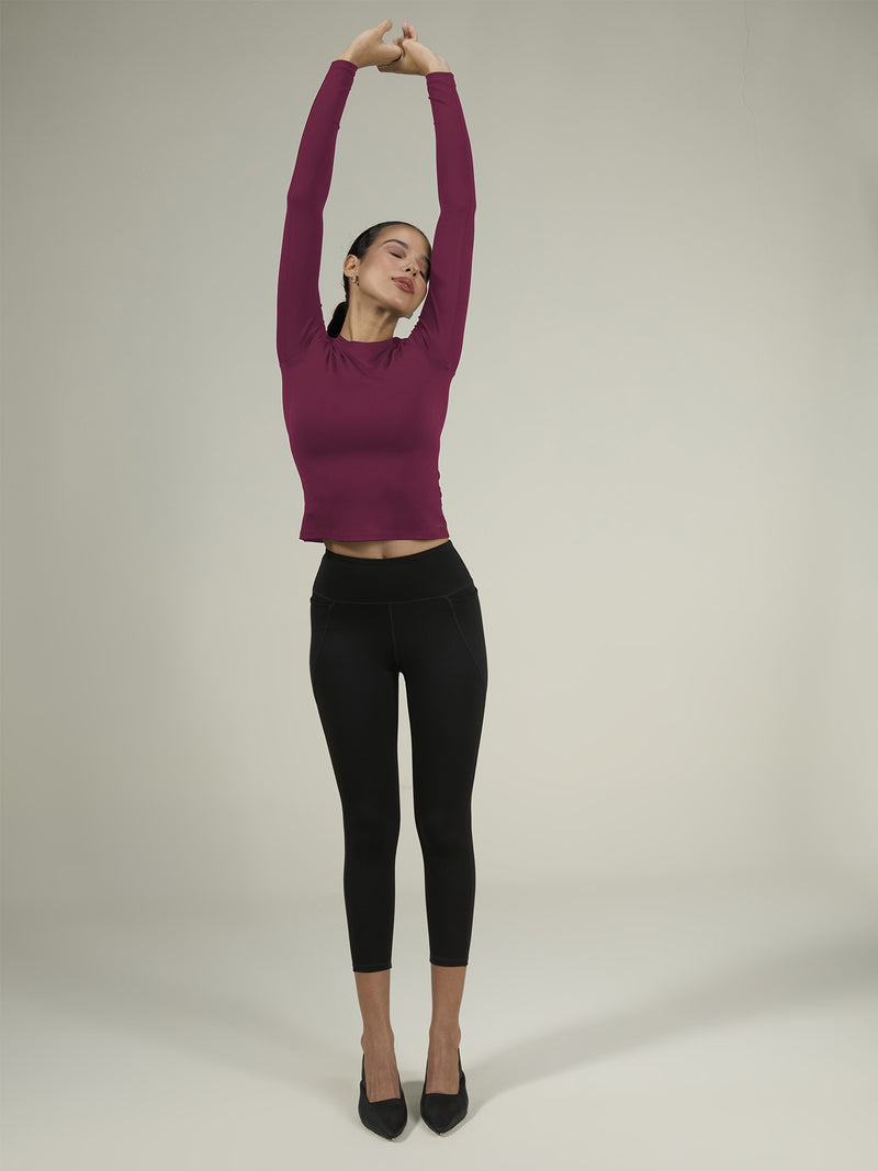 Burgundy Sculpt Crew Top