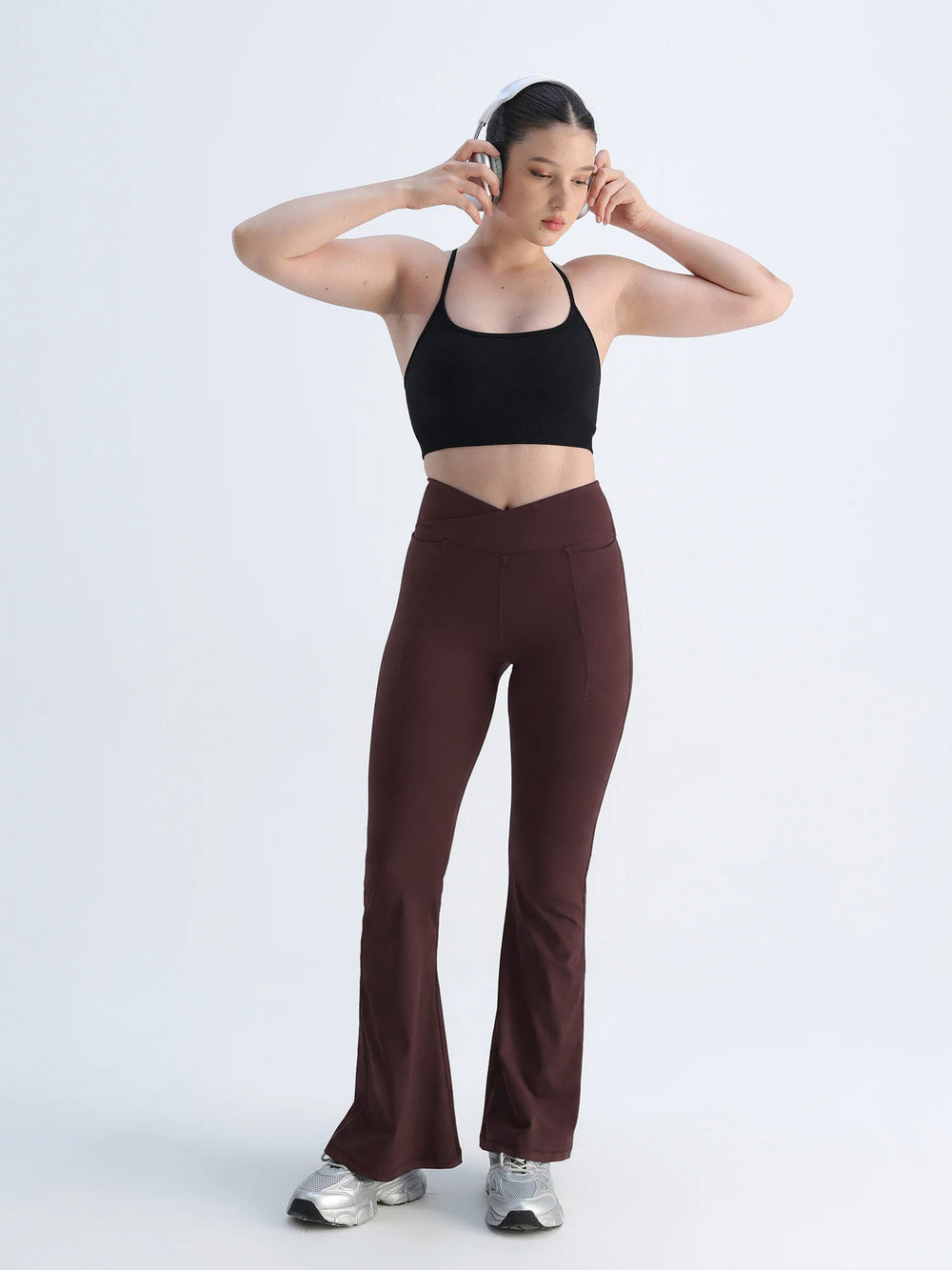 Brown Hourglass Flared Leggings