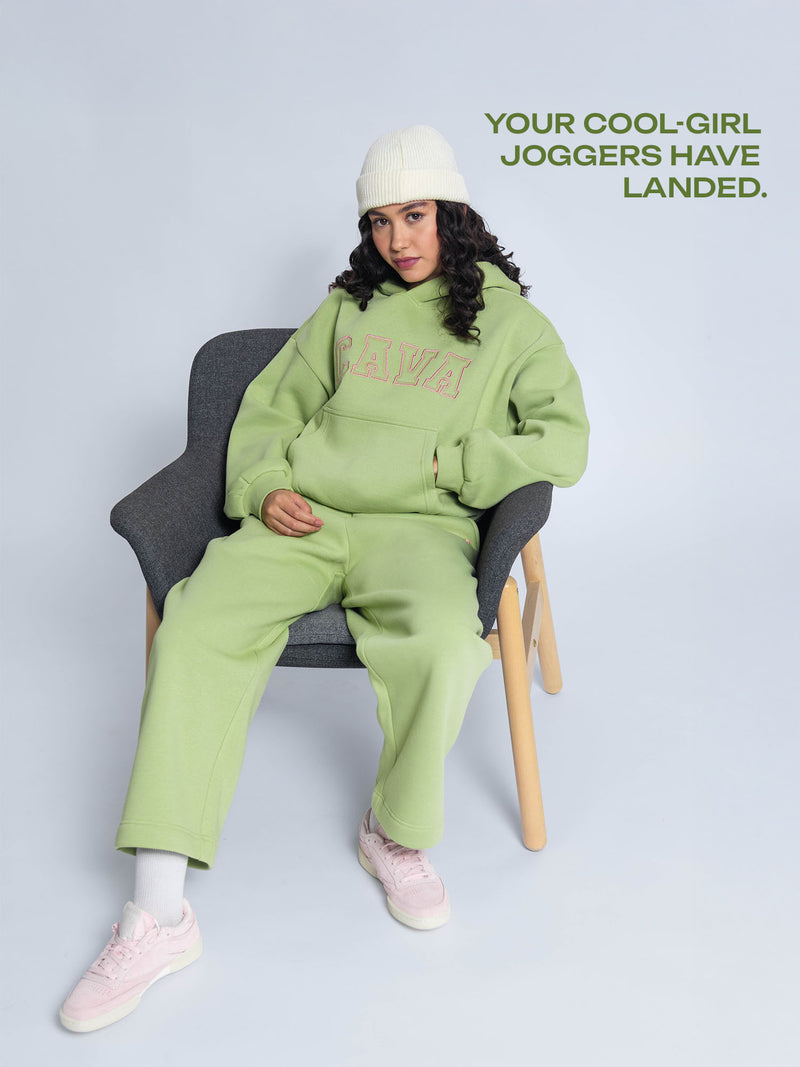 Light Green Fleece Barrel Joggers