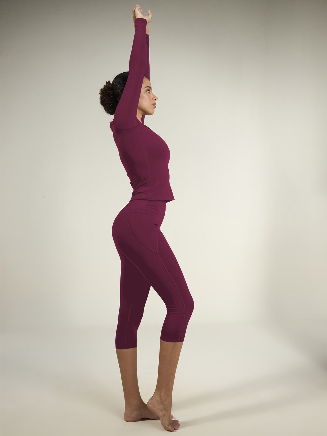 Burgundy Sculpt V-Neck Top