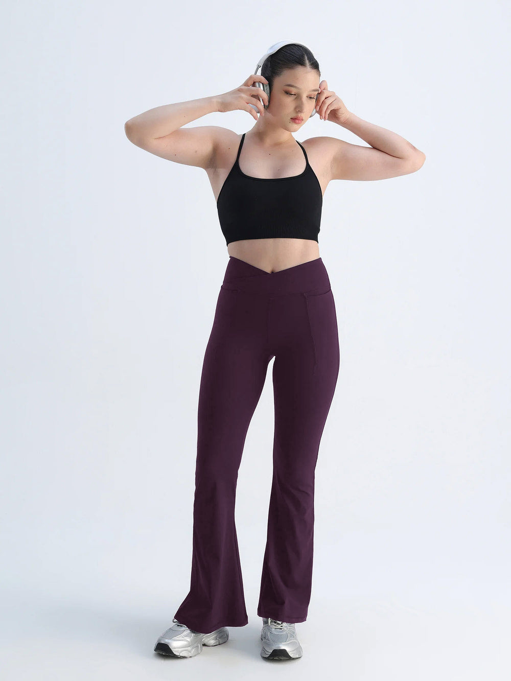 Wine Hourglass Flared Leggings