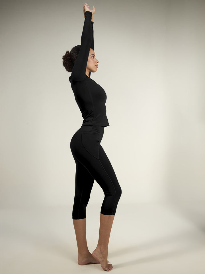 Black Sculpt V-Neck Top