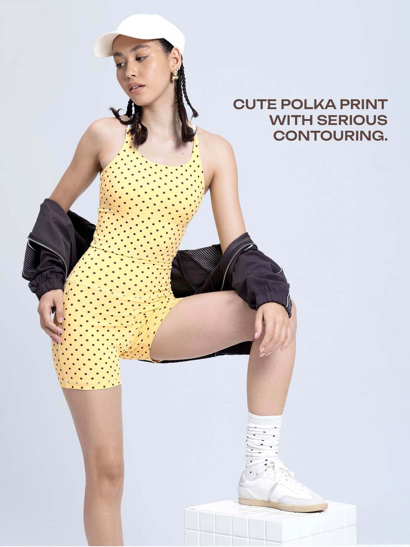 Butter Yellow Polka Contour Booty Shorts