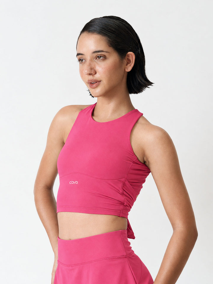 Hot Pink Tieback Swim Top
