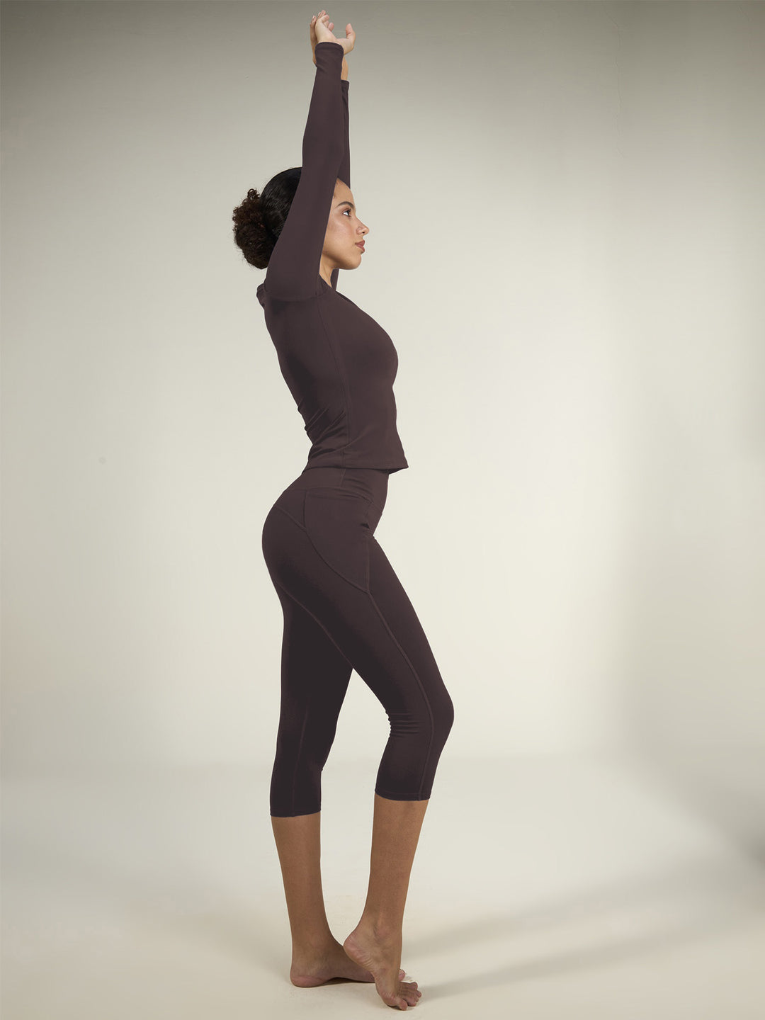 Brown Sculpt V-Neck Top