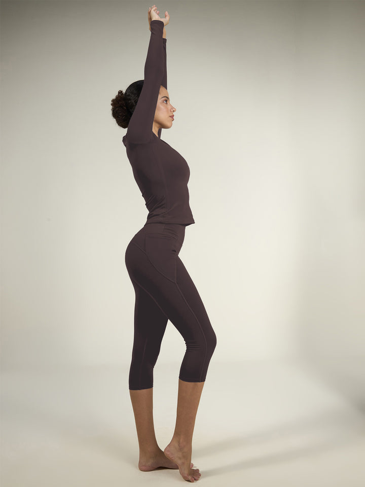 Brown Sculpt V-Neck Top