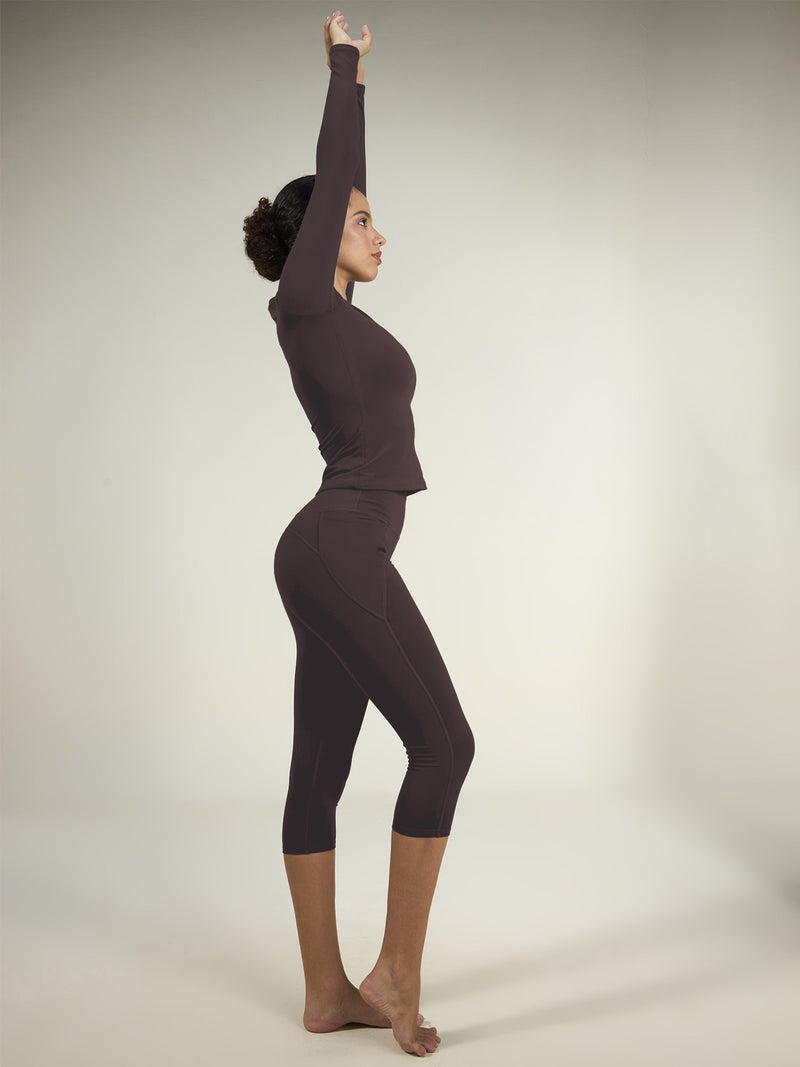 Brown Sculpt V-Neck Top