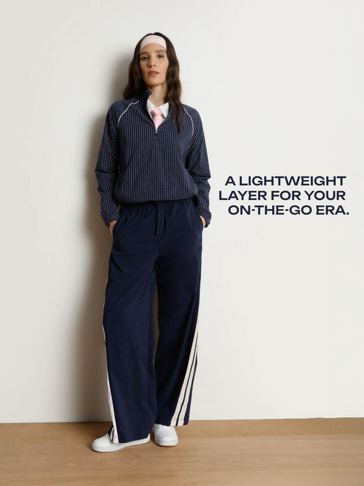 Navy Stripe Rally Quarter Zip Jacket