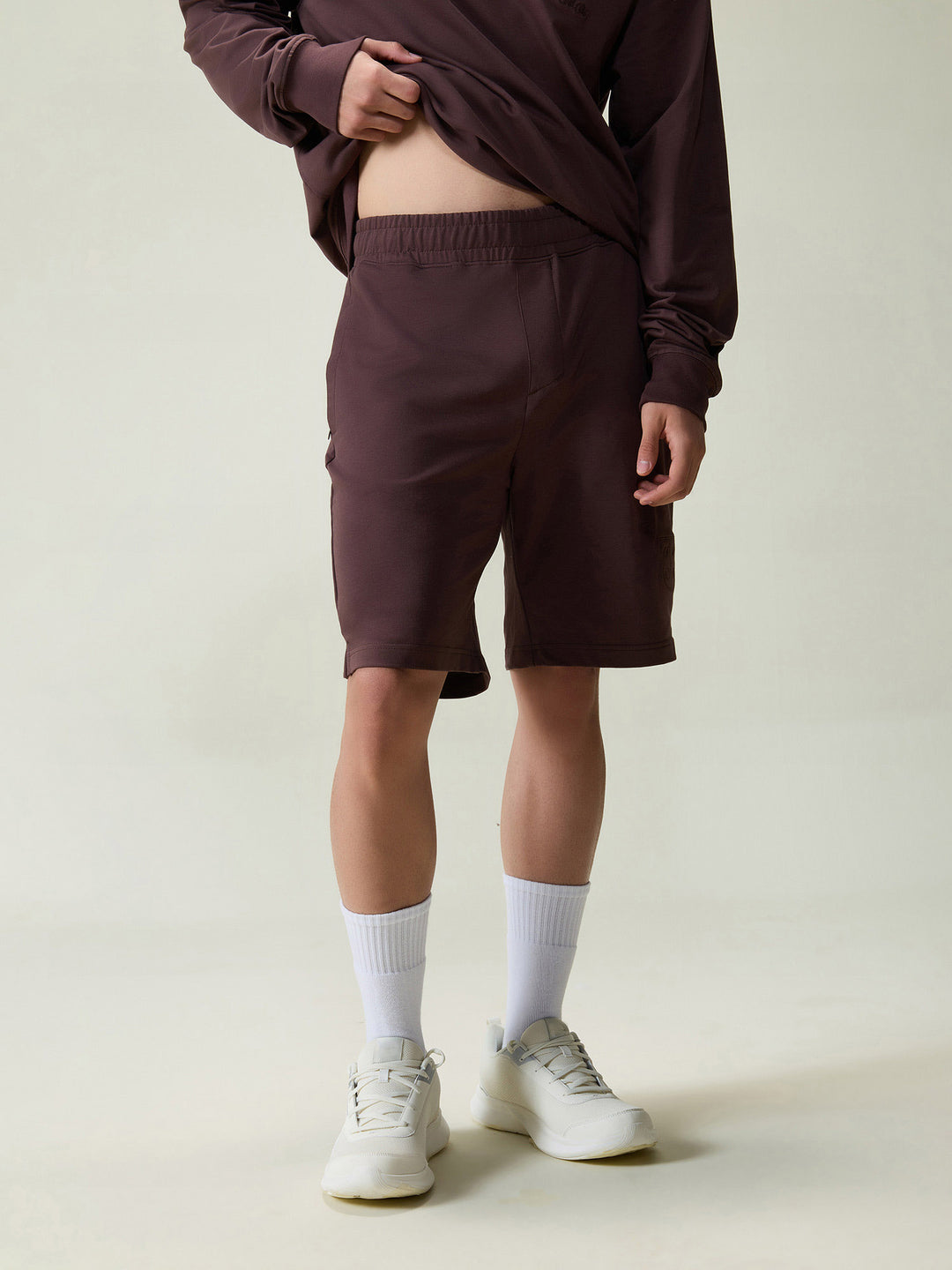 Brown Cotton Leisure Shorts