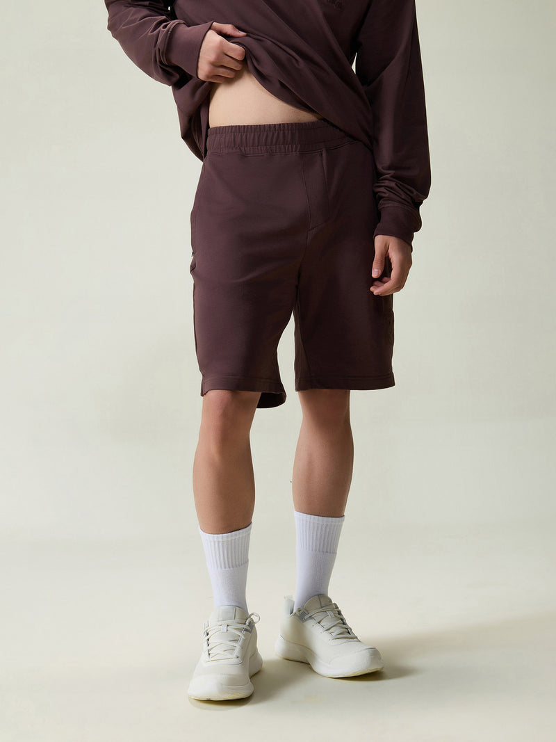 Brown Cotton Leisure Shorts