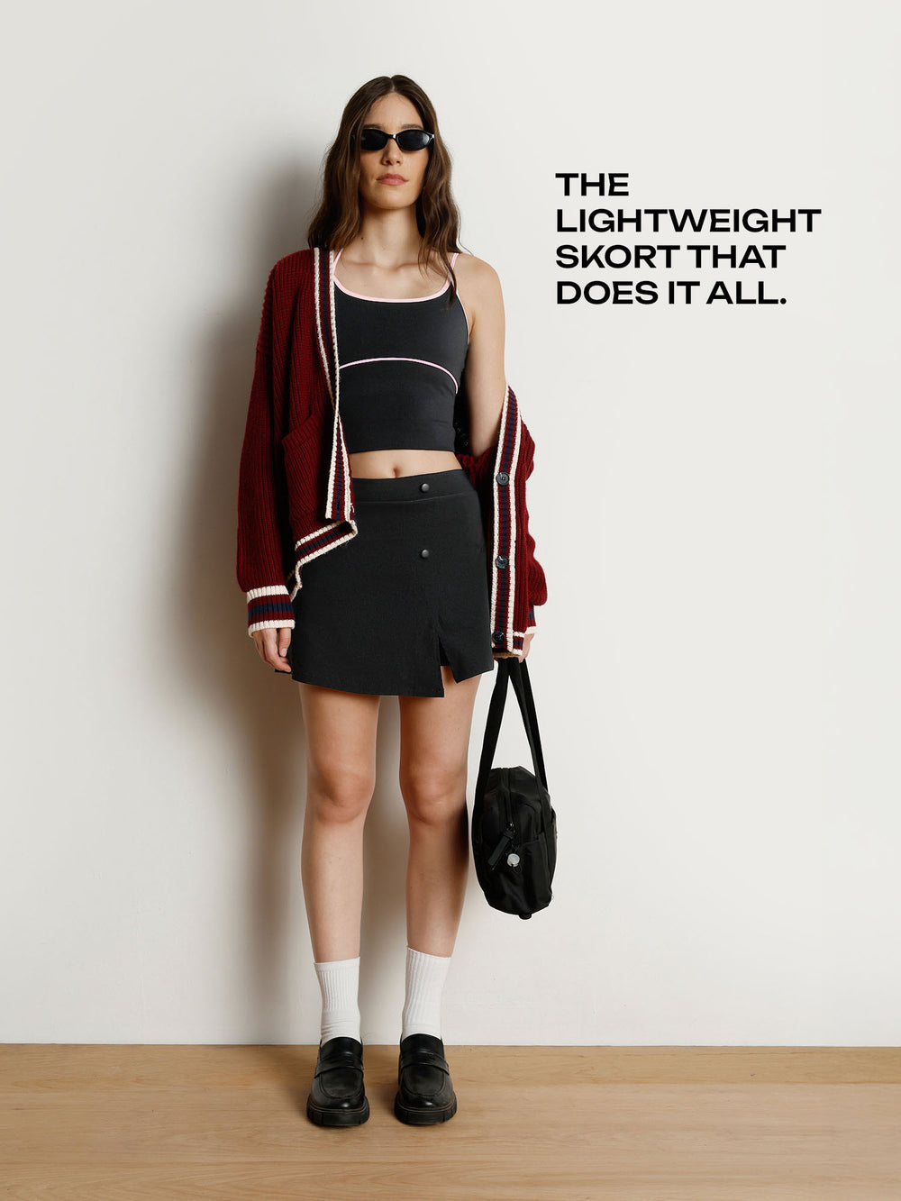 Black Wrap Woven Skorts