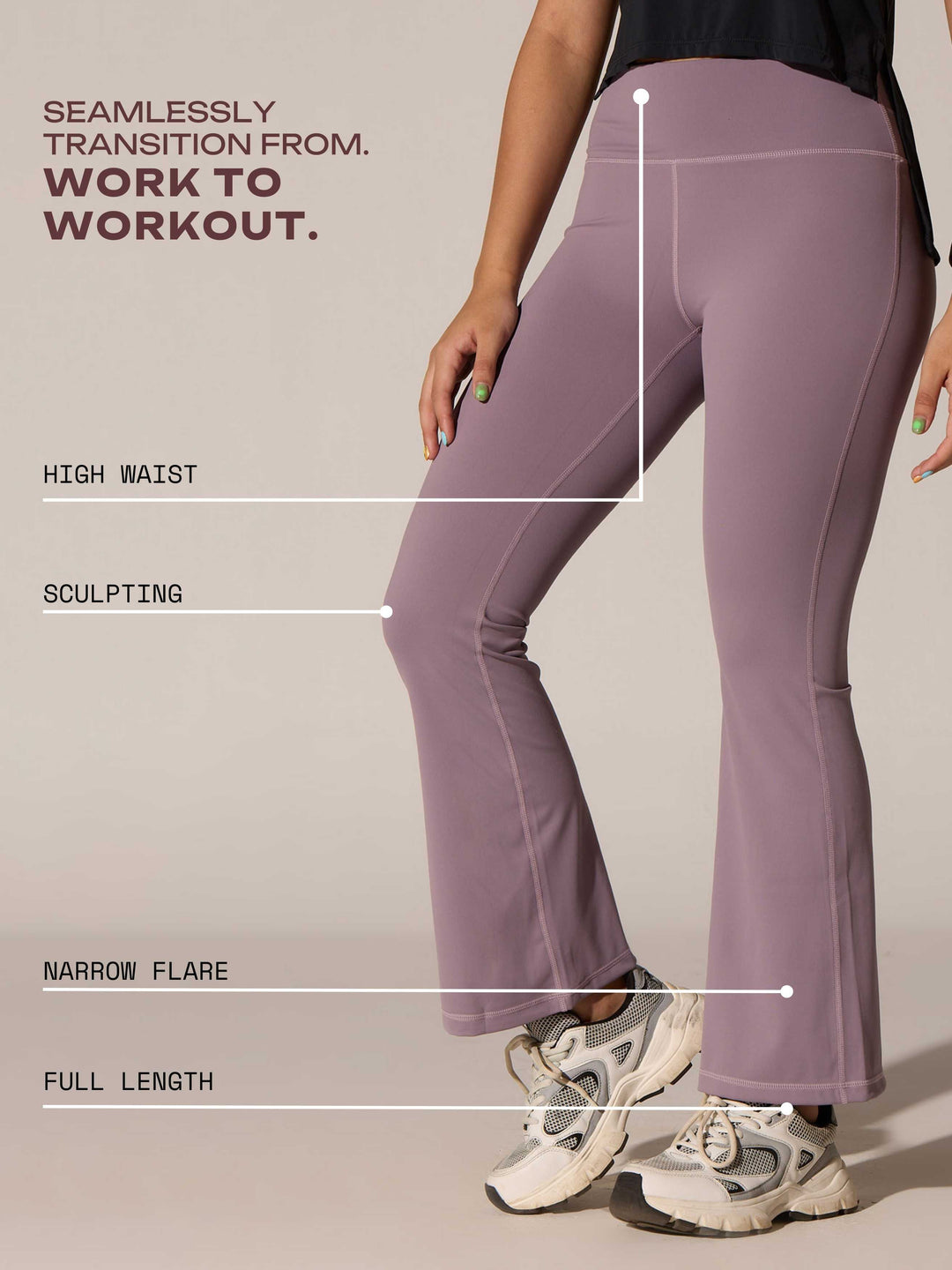 Light Mauve Grip-It Flare Pants