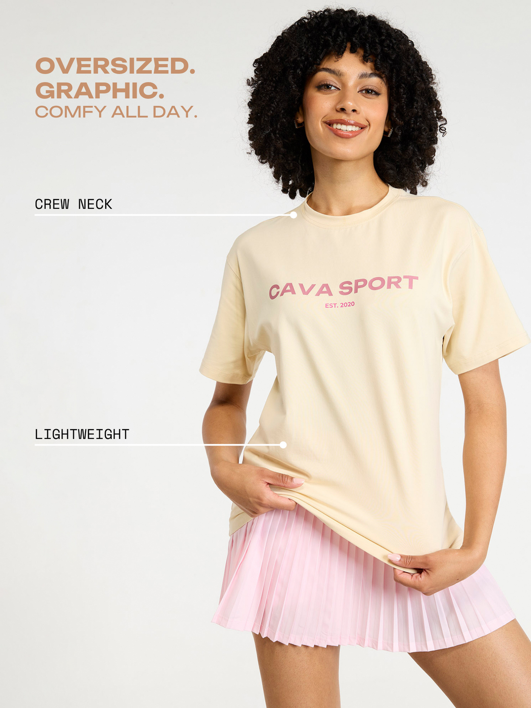 Cream Love All Oversized Printed Tee - Women