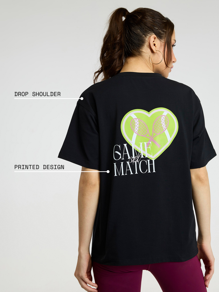 Black Love All Oversized Printed Tee - Women