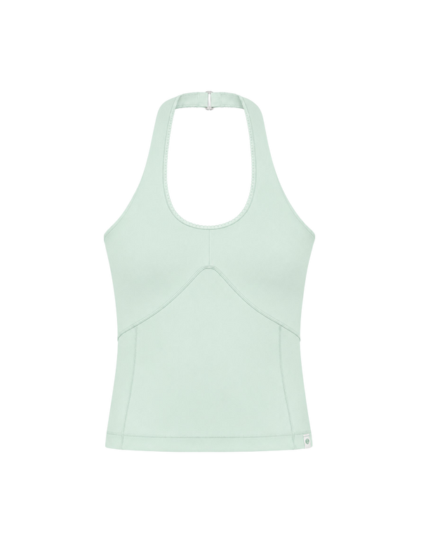 Mint Lace Trim Halter Tank