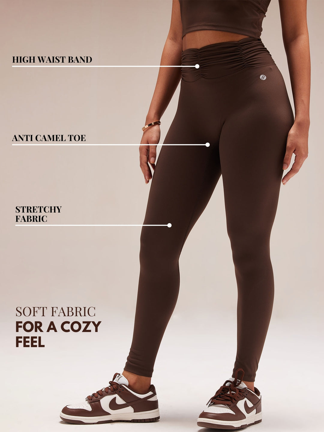 Mocha Ruched Waist Leggings