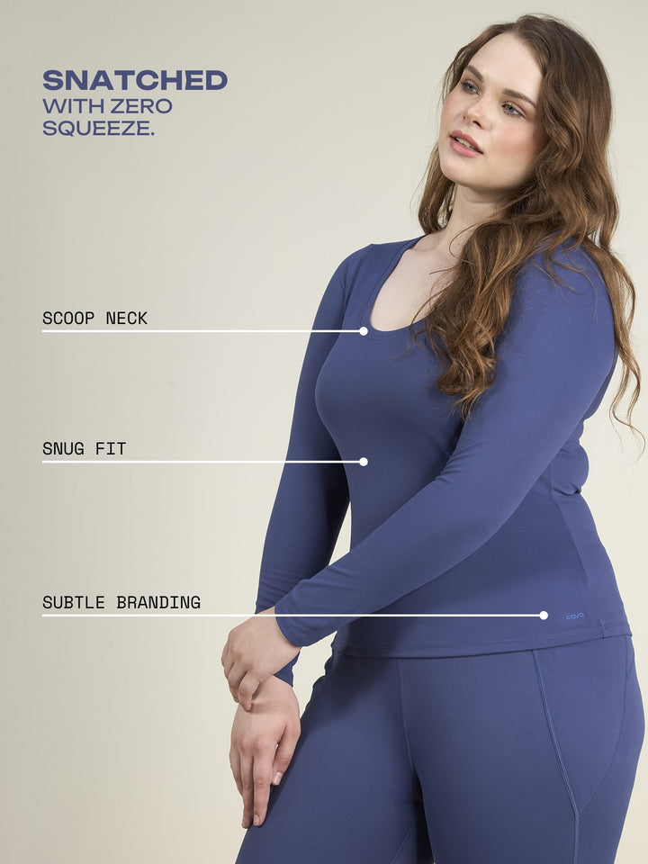 Navy Sculpt Scoop Top