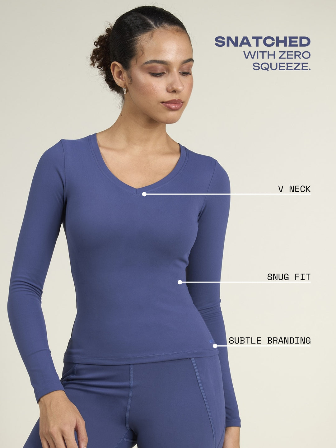 Navy Sculpt V-Neck Top