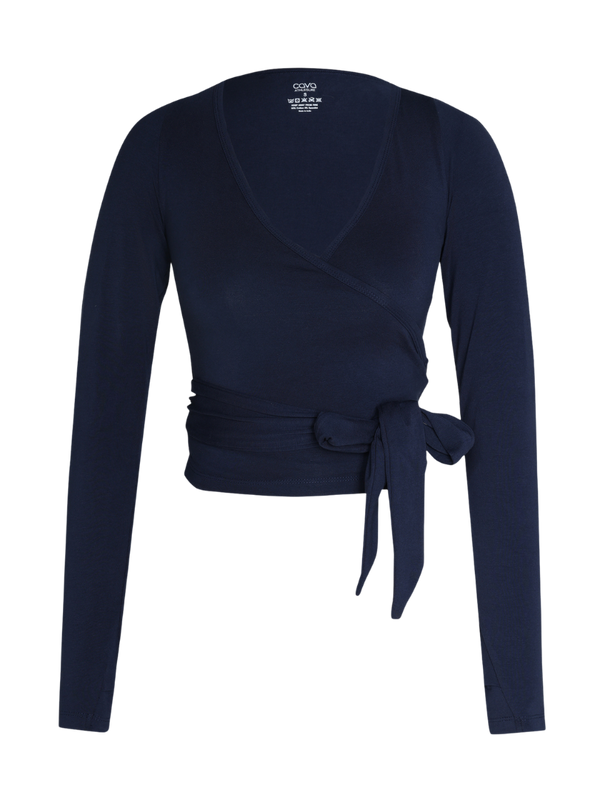 Navy Cotton Wrap Top