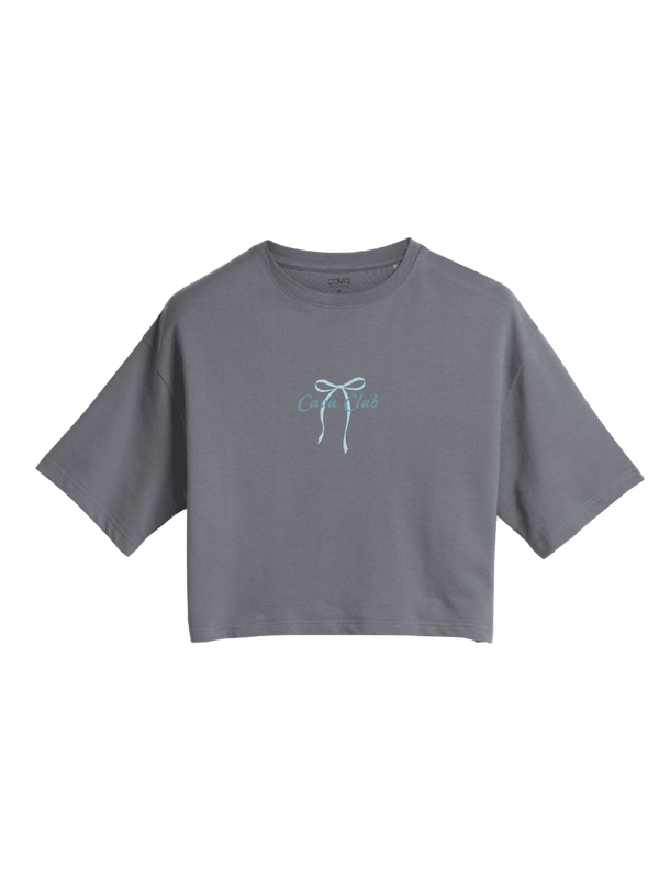 Grey-Blue Pilates Core Boxy Tee