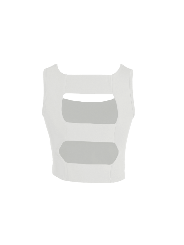 Ivory Striped Back Crop Tank