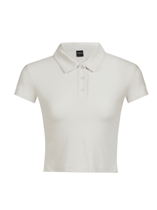 White Techpique Cropped Polo