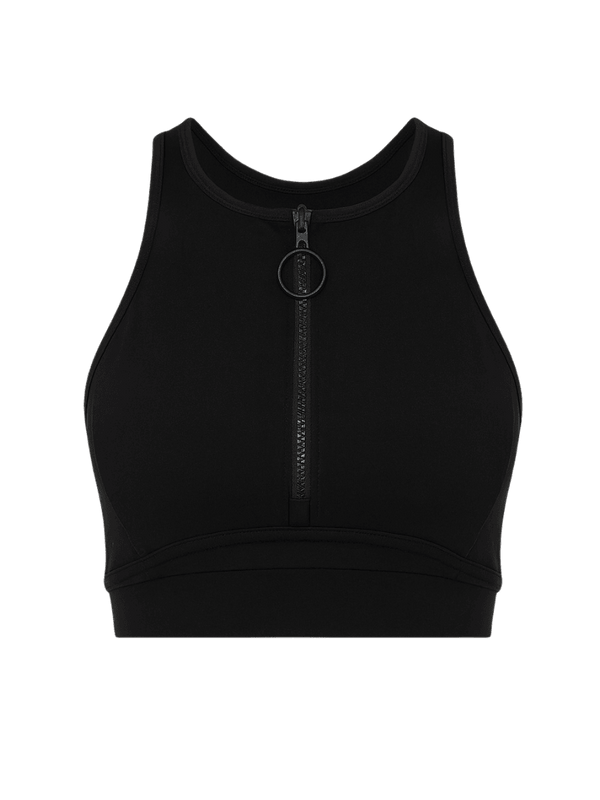 Belgrade Black Zip-Up Sports Bra