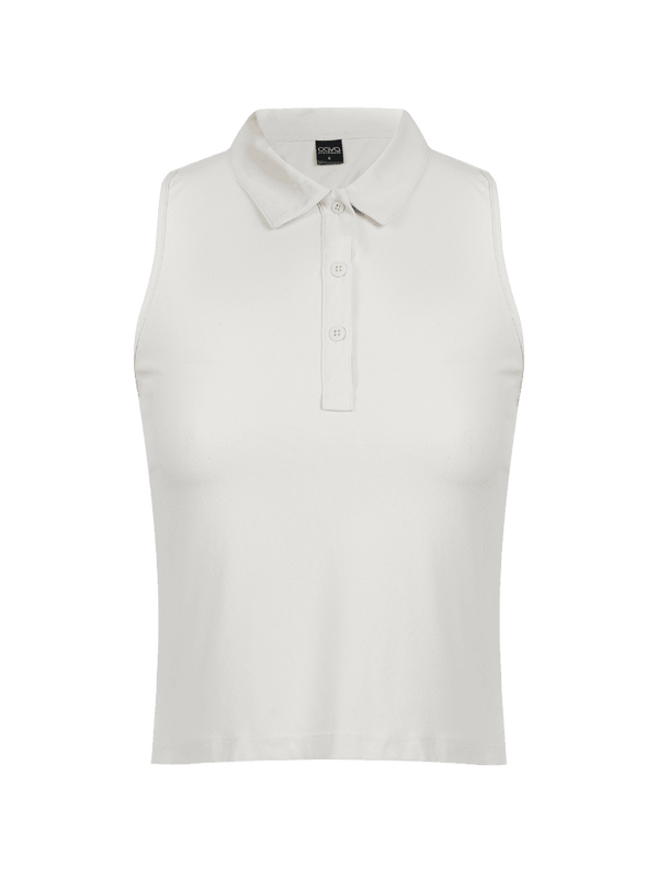 White Techpique Sleeveless Polo