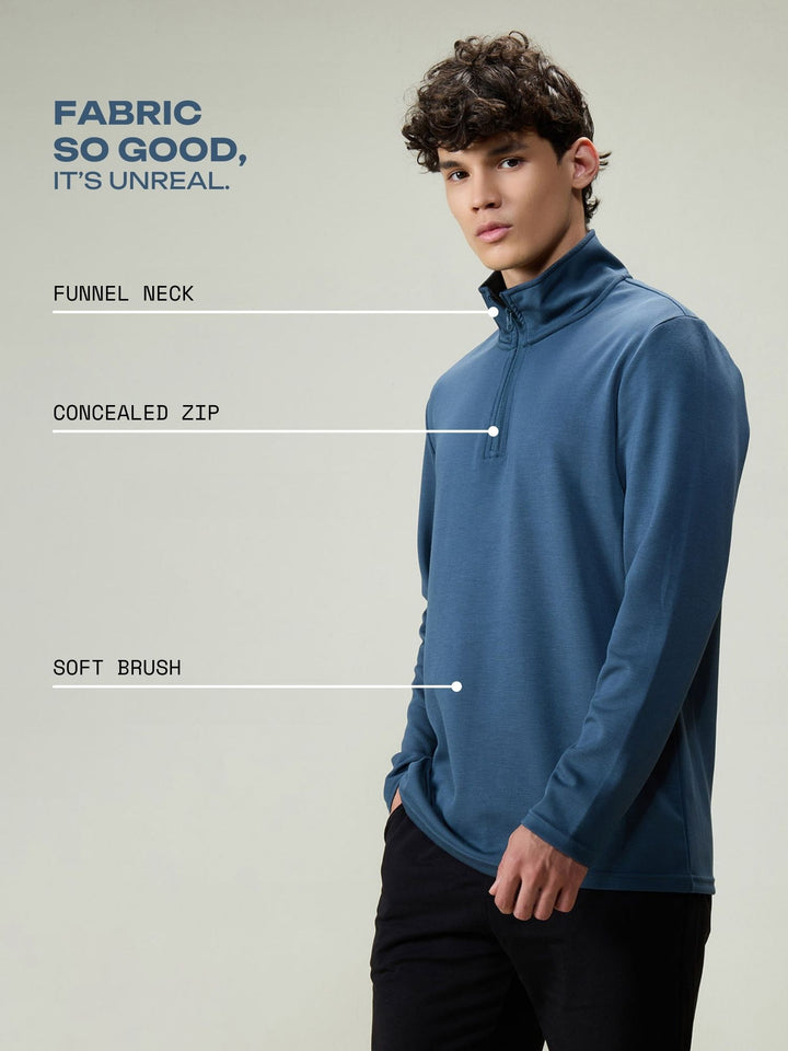 Petrol Blue Modal Half Zip
