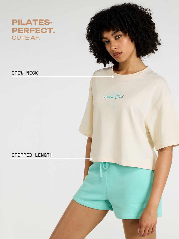 Cream Pilates Core Boxy Tee