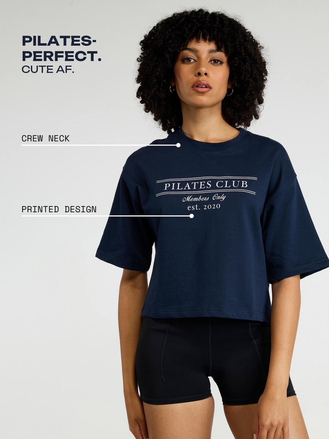 Navy Pilates Core Boxy Tee