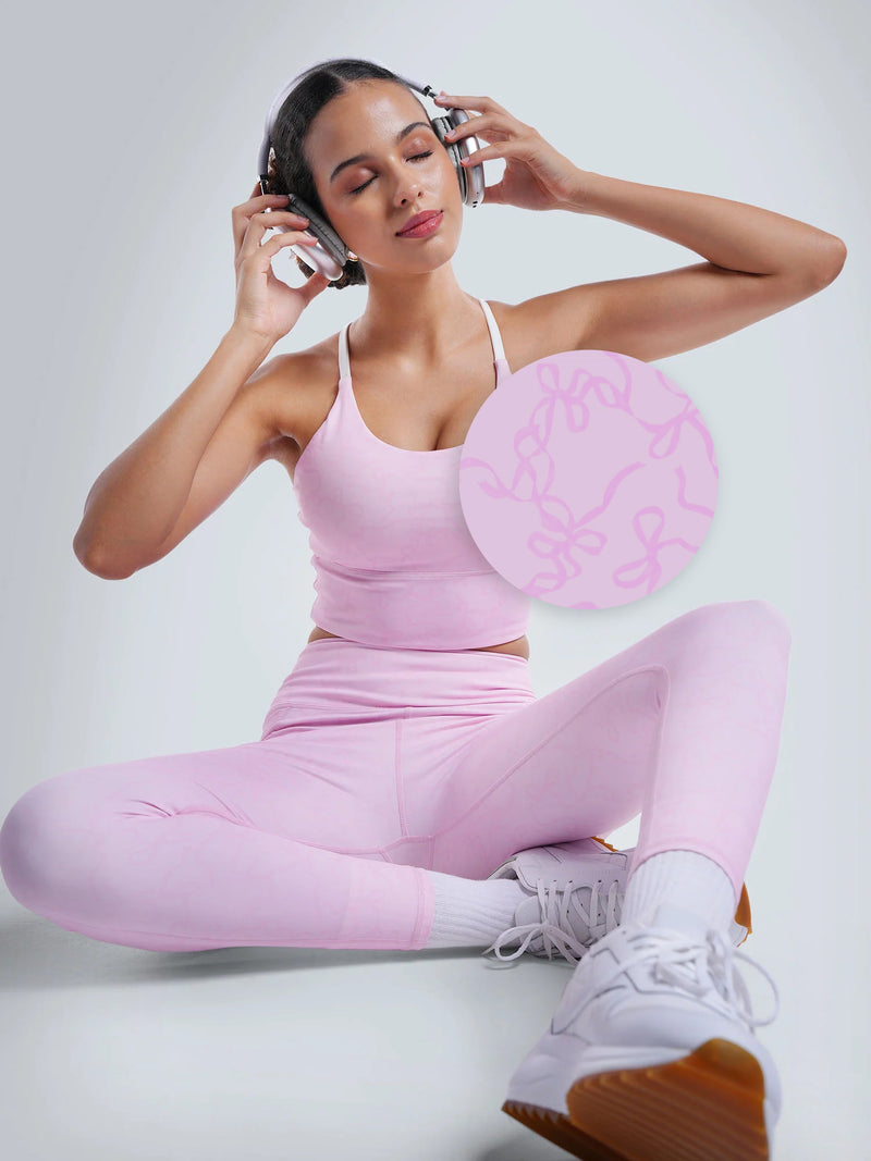 Pink Bow Cross Back Sports Bra