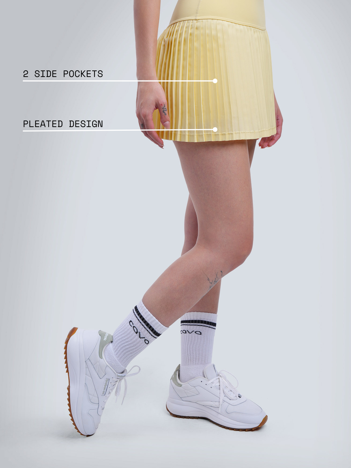 Butter Yellow Plie Pleated Skort