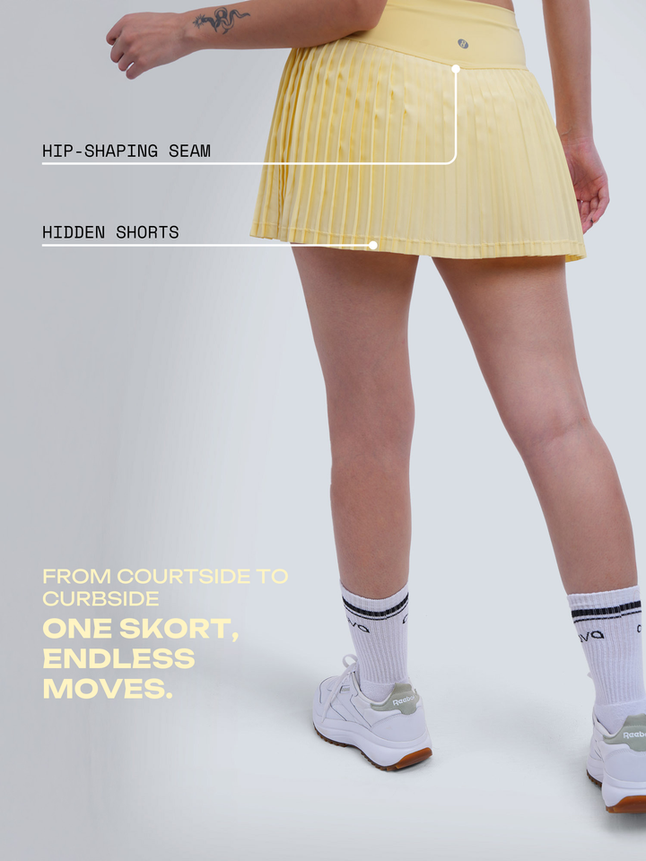 Butter Yellow Plie Pleated Skort