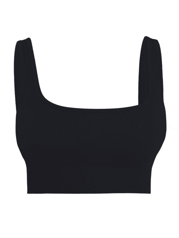 Raven Black Contoured Seamless Sports Bra