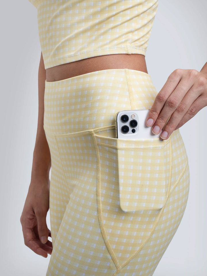 Butter Yellow Gingham Sculpt Core Leggings