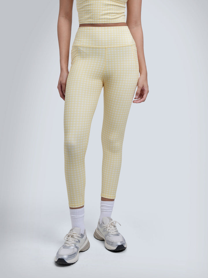 Butter Yellow Gingham Sculpt Core Leggings