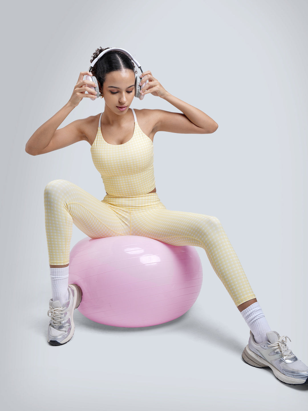 Butter Yellow Gingham Sculpt Core Leggings