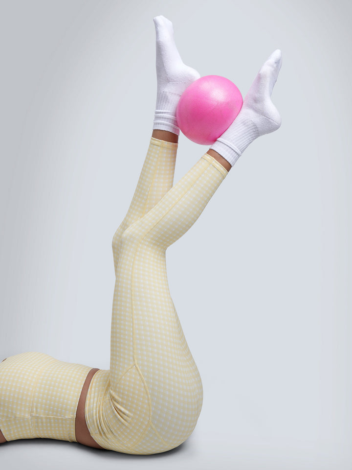 Butter Yellow Gingham Sculpt Core Leggings