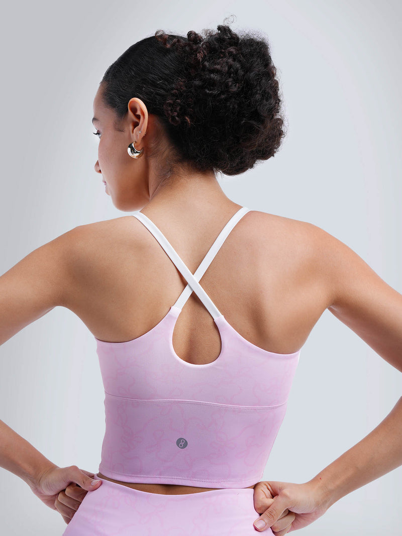 Pink Bow Cross Back Sports Bra